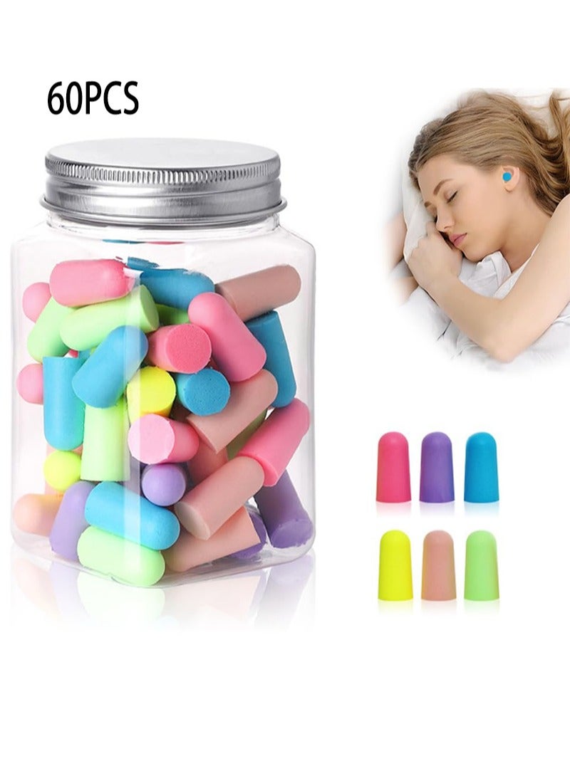 Aikanbo 60 Pcs Noise Cancelling Ear Plugs 38dB Highest Noise Reduction Earplug Ultra Soft Foam Sponge Earplugs Sleeping Ear Plugs Protection for Snoring Sound Study Travel Loud Noise Fluorescent Multi  - Image 1