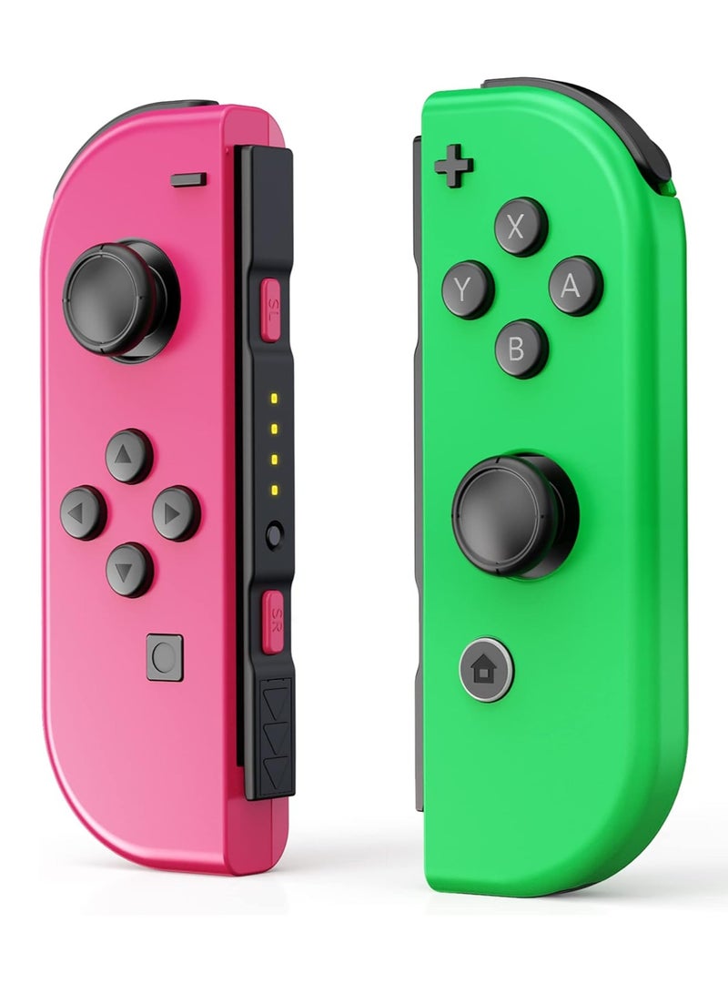 CONTROLLERSTECH Wireless Controller for Nintendo Switch, L/R Controllers Replacement Compatible with Nintendo Switch - Neon Pink/Neon Green - Image 1