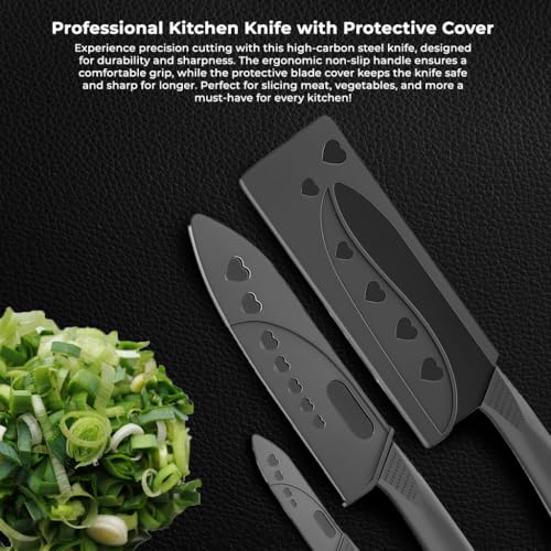 AMENDAS Stainless Steel Professional Kitchen Knife Set, 3-Piece Meat and Chef's Knife with Non-Slip Handle, Manual Sharpening for Home and Restaurant Use, Includes Covers - Image 3