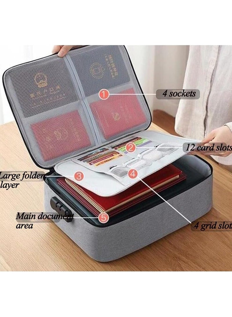 DubaiGallery Documents Storage Bag Important Files box 3 Layer Organizer Lock Box, Moisture-proof Water--proof Certificate Box for Diploma Legal Documents Passport Bank Credit Card USB Valuables Jewelry  - Image 2