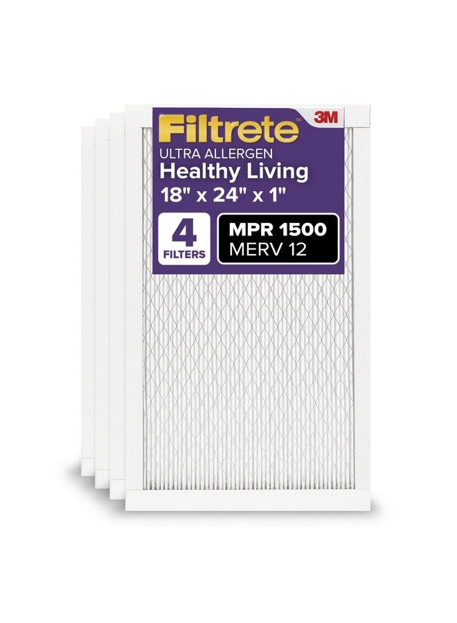 FILTRETE Filtrete 18x24x1 AC Furnace Air Filter, MERV 12, MPR 1500, CERTIFIED asthma & allergy friendly, 3 Month Pleated 1-Inch Electrostatic Air Cleaning Filter, 4-Pack (Actual Size 17.81 x 23.81 x 0.78 in)  - Image 1