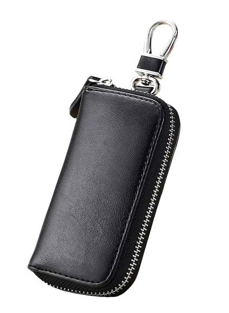 PU Leather Car Key Case Car Smart Key Chain Coin Holder Smart Key Holder Protection Car key Chain Bag Auto Remote Keyring Wallet Key Wallet Card Wallet Leather Wallet Black - Image 1