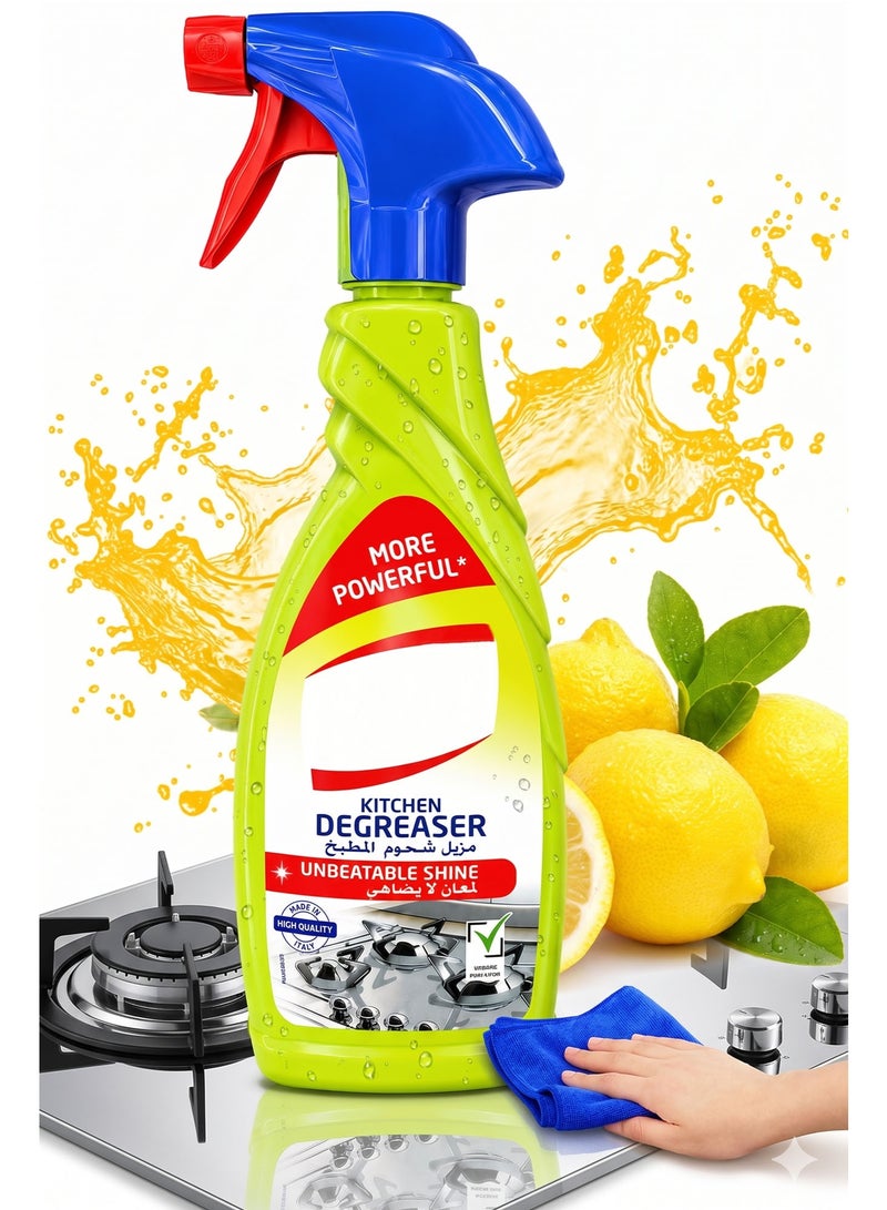 Kitchen Degreaser Multipurpose Cleaner 650ml, Powerful Grease Remover Spray Kills 99.9% Bacteria, Removes Burnt Food & Limescale Stains with Lemon Fresh Scent - Image 2