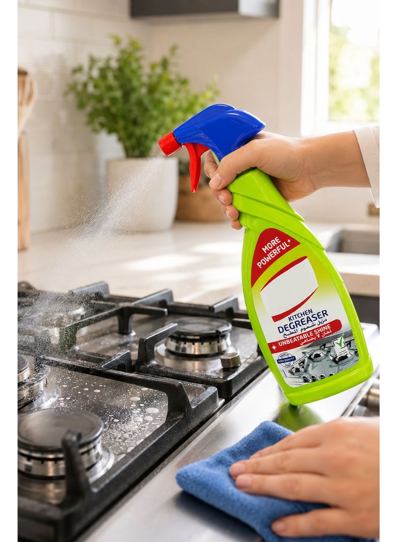 Kitchen Degreaser Multipurpose Cleaner 650ml, Powerful Grease Remover Spray Kills 99.9% Bacteria, Removes Burnt Food & Limescale Stains with Lemon Fresh Scent - Image 3