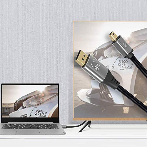CABLEDECONN 3M 10FT Mini DP to DisplayPort Cable 8K(7680x4320)@60Hz 4K@144Hz Display Port 1.4 Bi-Directional Transmission DP to Mini DisplayPort 8K - Image 3