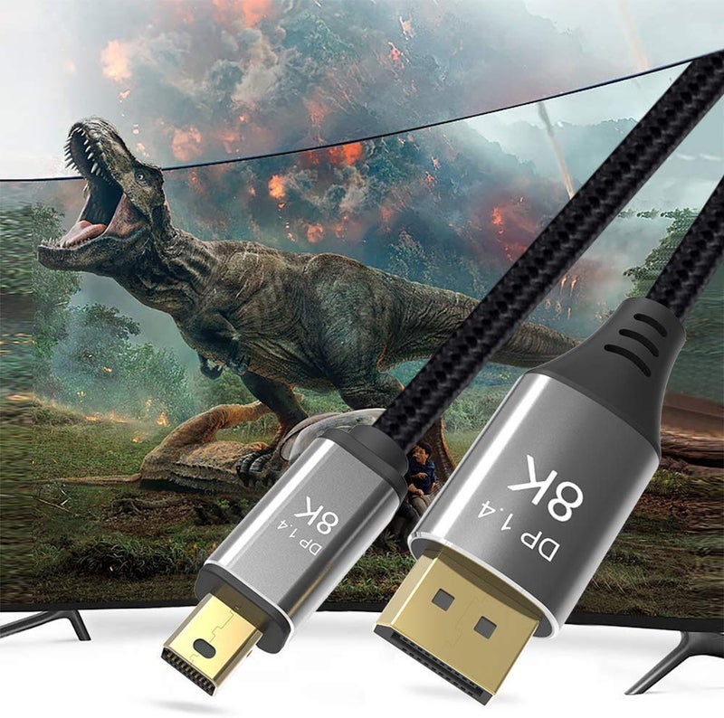 CABLEDECONN 3M 10FT Mini DP to DisplayPort Cable 8K(7680x4320)@60Hz 4K@144Hz Display Port 1.4 Bi-Directional Transmission DP to Mini DisplayPort 8K - Image 4