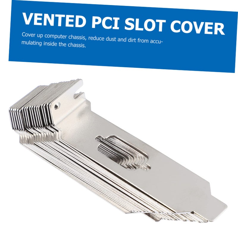 ألواح تثبيت فتحات PCI الفضية 20 قطعة، قوس VGA فولاذي، 11X2X1CM، غطاء علبة الكمبيوتر - Image 3