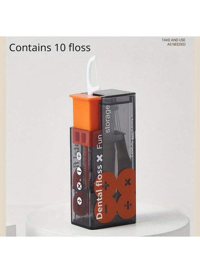جهاز أسود محمول لخيط الأسنان مع 10 أعواد يمكن التخلص منها - عناية فموية مدمجة للسفر - Image 3
