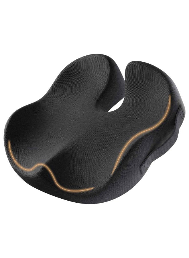 Seat Cushion,Office Chair Cushion for Sciatica,Coccyx Cushion, Ergonomic Memory Foam Seat Cushion for Car,Home, Pressure Relief Pad for Hip,Tailbone,All Day Comfort,Black - Image 1