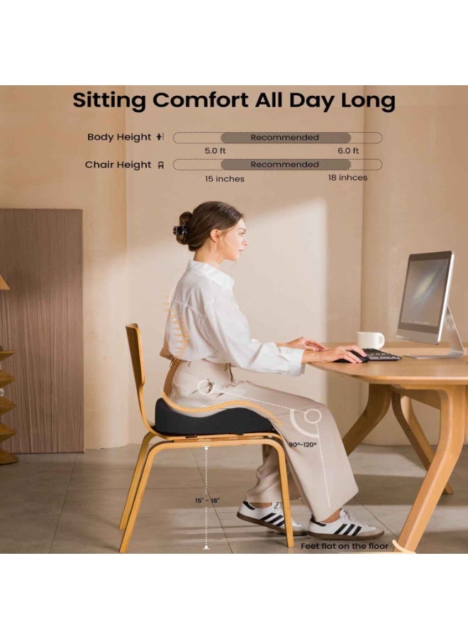 Seat Cushion,Office Chair Cushion for Sciatica,Coccyx Cushion, Ergonomic Memory Foam Seat Cushion for Car,Home, Pressure Relief Pad for Hip,Tailbone,All Day Comfort,Black - Image 4