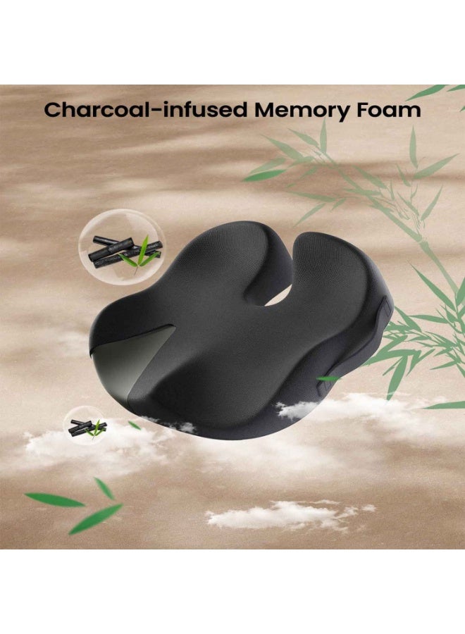 Seat Cushion,Office Chair Cushion for Sciatica,Coccyx Cushion, Ergonomic Memory Foam Seat Cushion for Car,Home, Pressure Relief Pad for Hip,Tailbone,All Day Comfort,Black - Image 3