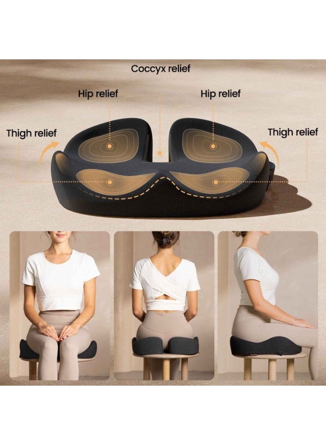 Seat Cushion,Office Chair Cushion for Sciatica,Coccyx Cushion, Ergonomic Memory Foam Seat Cushion for Car,Home, Pressure Relief Pad for Hip,Tailbone,All Day Comfort,Black - Image 5