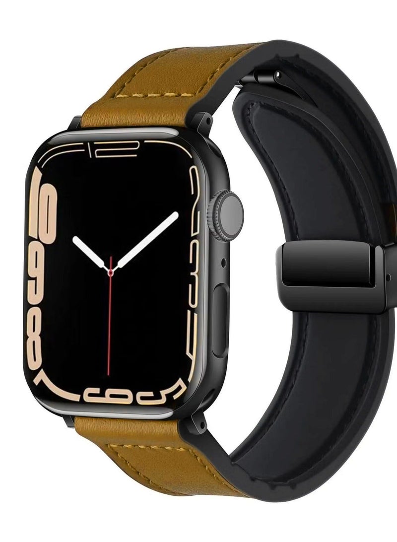 Strap for Apple watch band 45mm 44mm 42mm Ultra 49mm Leather+Silicone bracelet series 9 8 7 6 5 SE - Image 1