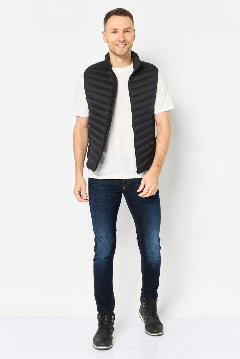 Celio Men Quilted Vest Jacket , Black - Image 3