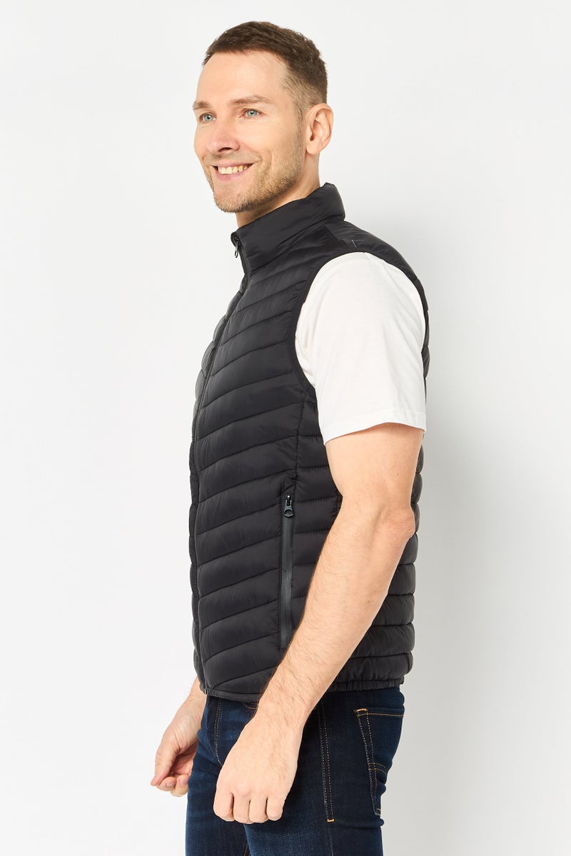 Celio Men Quilted Vest Jacket , Black - Image 4