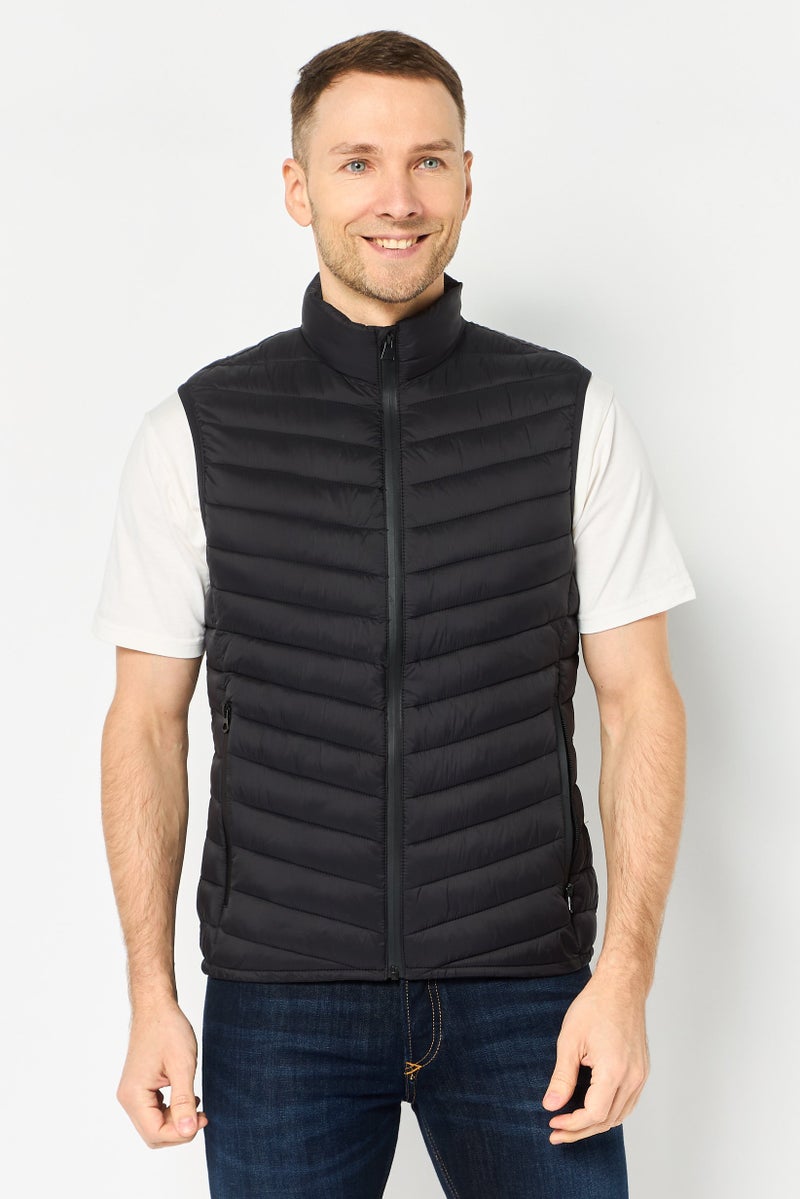 Celio Men Quilted Vest Jacket , Black - Image 1