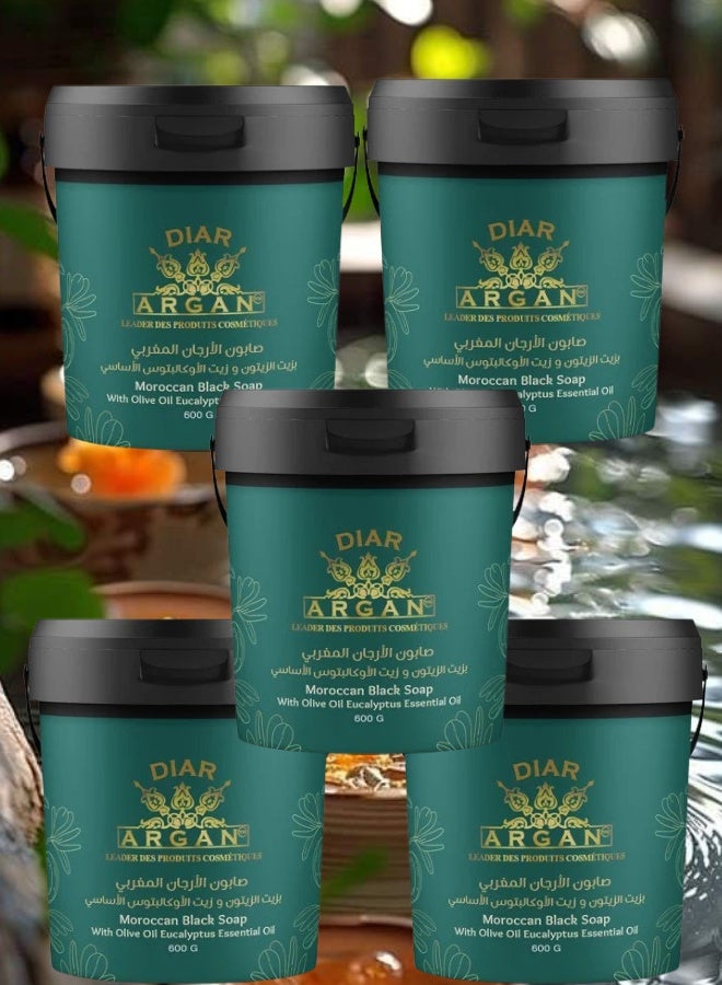 Diar Argan 5 Pieces Moroccan Argan Soap with Olive Oil and Eucalyptus Oil 600grams - Image 1