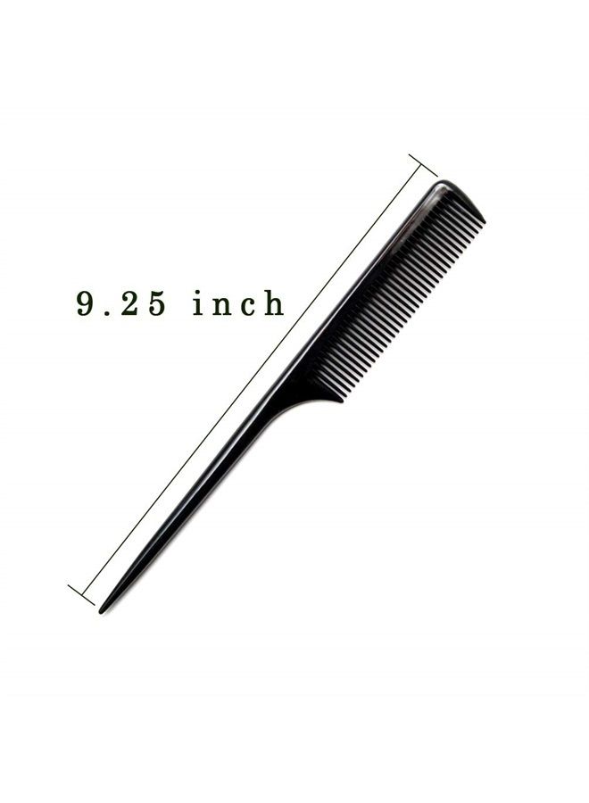 (4 Pack) 9.25" Sturdy Rat Tail Comb Fine-tooth Hair Comb with Thin and Long Handle (Black and Brown)