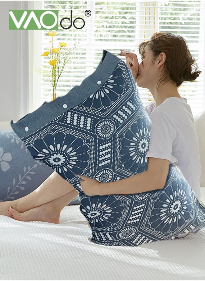 VAOdo - 2PCS 100% Washed Cotton Pillowcases Luxury Soft Breathable Pillow Covers with Button Closure All-inclusive Non-slip Breathable Pillowcase with Buttons - Image 1