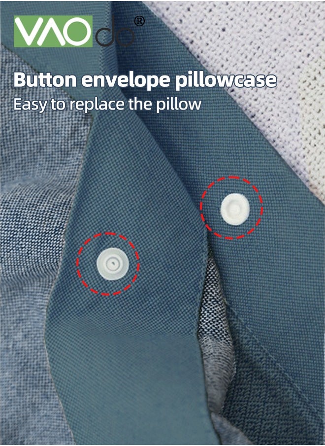 VAOdo - 2PCS 100% Washed Cotton Pillowcases Luxury Soft Breathable Pillow Covers with Button Closure All-inclusive Non-slip Breathable Pillowcase with Buttons - Image 1