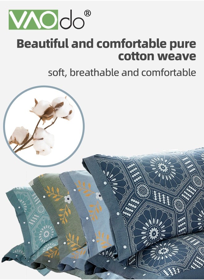VAOdo - 2PCS 100% Washed Cotton Pillowcases Luxury Soft Breathable Pillow Covers with Button Closure All-inclusive Non-slip Breathable Pillowcase with Buttons - Image 1