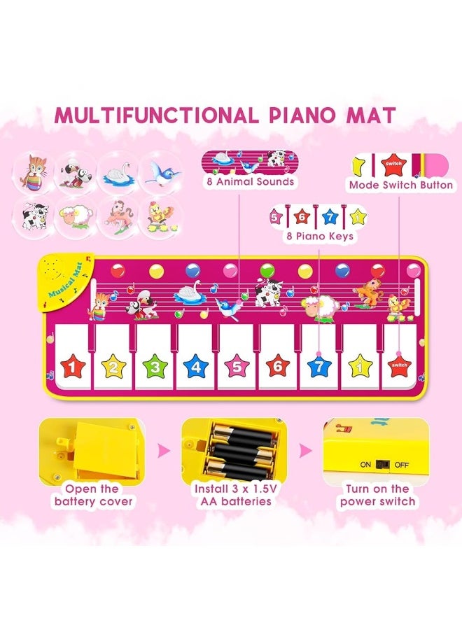 M SANMERSEN Piano Mat - Musical Keyboard Floor Playmat 39.5" Electronic Music Animal Touch Play Blanket Funny Xmas Gift Toy for 1 2 3 Year Old - Image 1