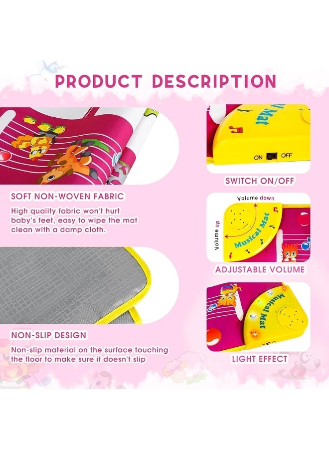 M SANMERSEN Piano Mat - Musical Keyboard Floor Playmat 39.5" Electronic Music Animal Touch Play Blanket Funny Xmas Gift Toy for 1 2 3 Year Old - Image 4