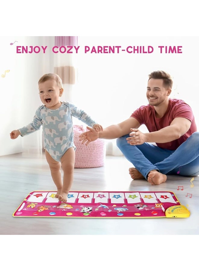 M SANMERSEN Piano Mat - Musical Keyboard Floor Playmat 39.5" Electronic Music Animal Touch Play Blanket Funny Xmas Gift Toy for 1 2 3 Year Old - Image 2