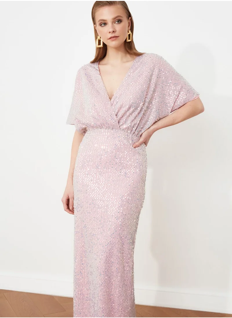 trendyol Shimmer Wrap Dress