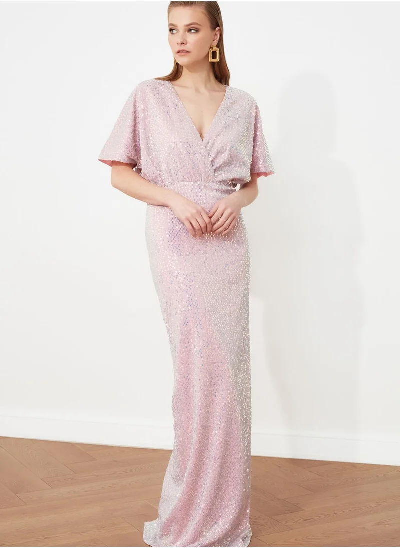 trendyol Shimmer Wrap Dress