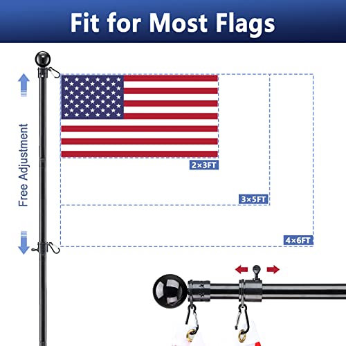 LAKEROD Black Flag Poles for Outside House,6ft Tangle Free Spinning Flag Pole for House,Porch Flagpoles Residential with Multi-Position Holder Bracket,Heavy Duty Flag Pole Kit High Wind Resistant for Outdoor - Image 5