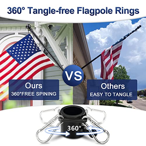 LAKEROD Black Flag Poles for Outside House,6ft Tangle Free Spinning Flag Pole for House,Porch Flagpoles Residential with Multi-Position Holder Bracket,Heavy Duty Flag Pole Kit High Wind Resistant for Outdoor - Image 3