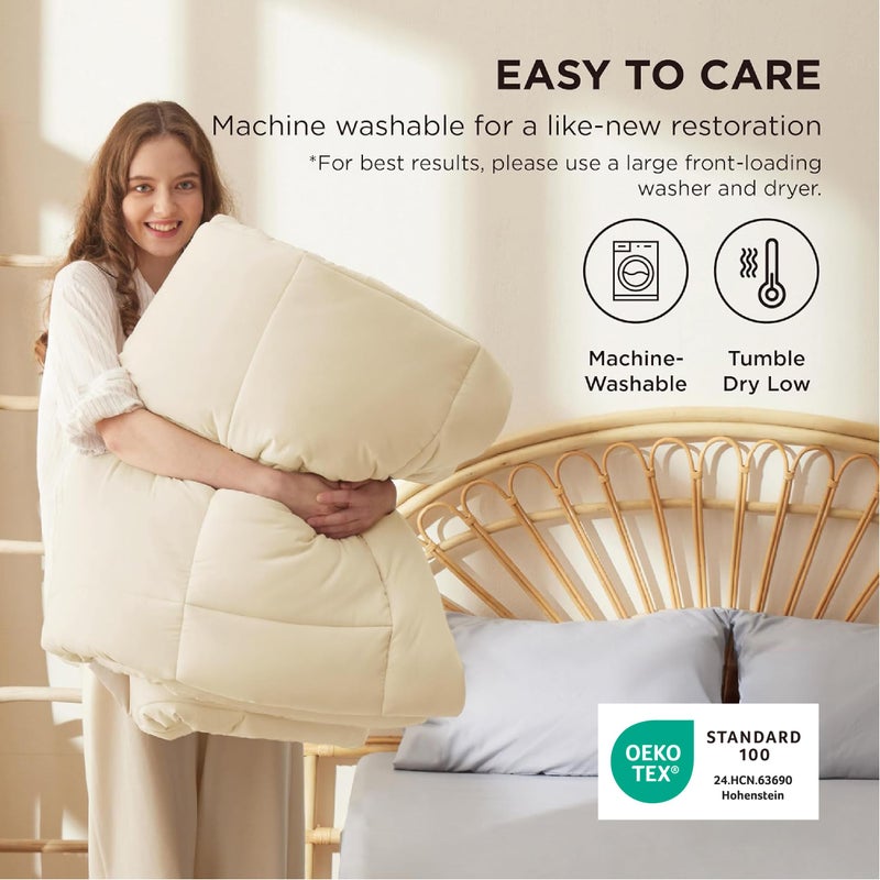 Bedsure Comforter Duvet Insert - Quilted Comforters Queen Size, All Season Duvet, GentleSoft Down Alternative Bedding, with 8 Tabs, Gifts for Women/Men, Cream,Queen 88 x 88 Inches - Image 5