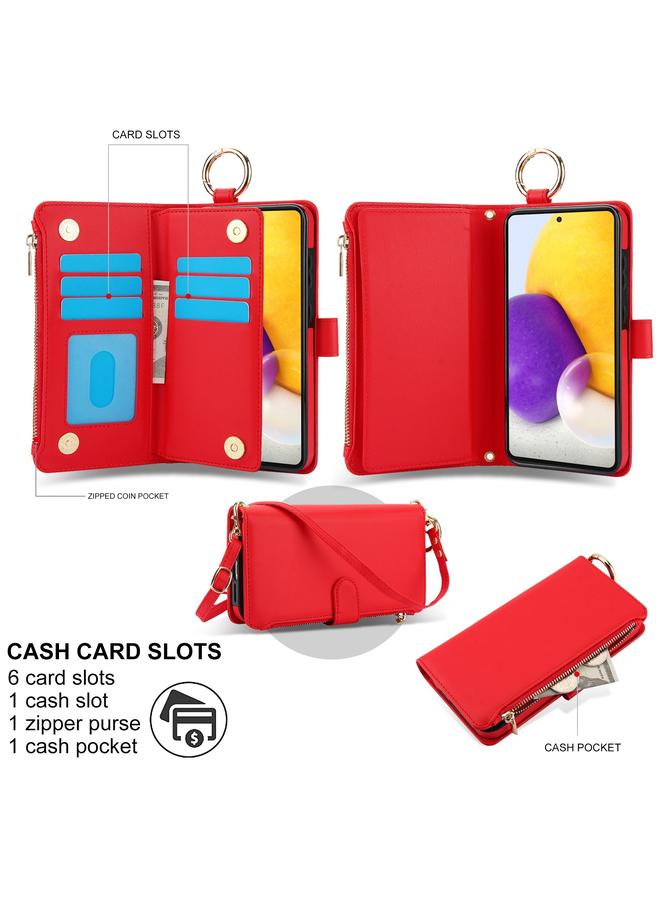 S-TOP Case For Samsung Galaxy A53 4G / 5G Crossbody Ring Multifunctional Wallet Leather Phone Case - Image 2