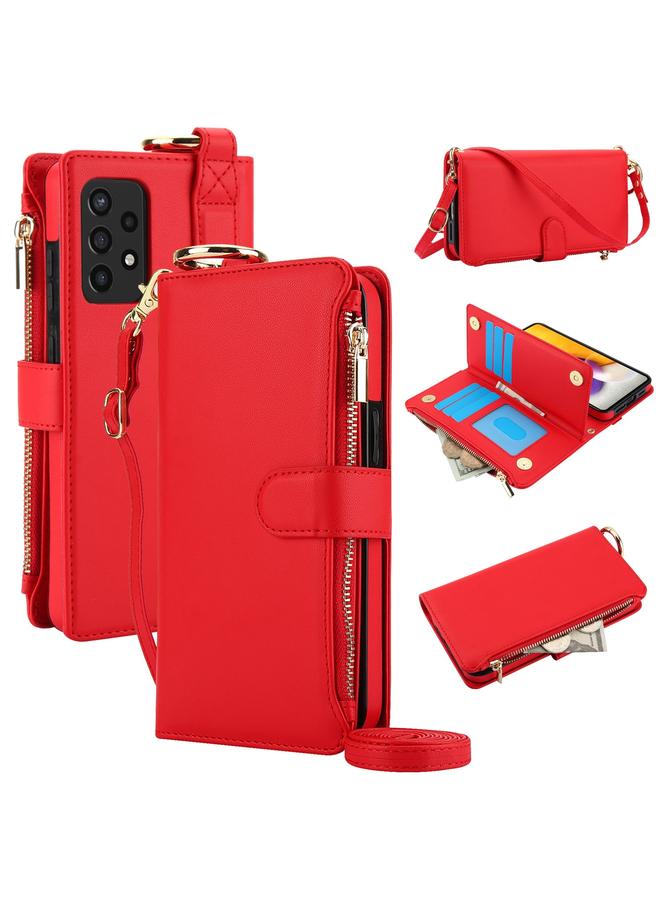 S-TOP Case For Samsung Galaxy A53 4G / 5G Crossbody Ring Multifunctional Wallet Leather Phone Case - Image 1