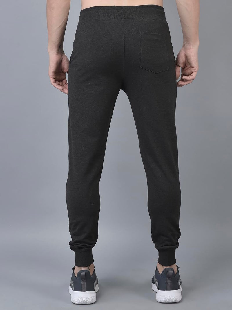 Dollar Mens Solid Cut and Sew Panelled Jogger with Cross Pocket and One Side Zipper Charcoal Melange - Image 2