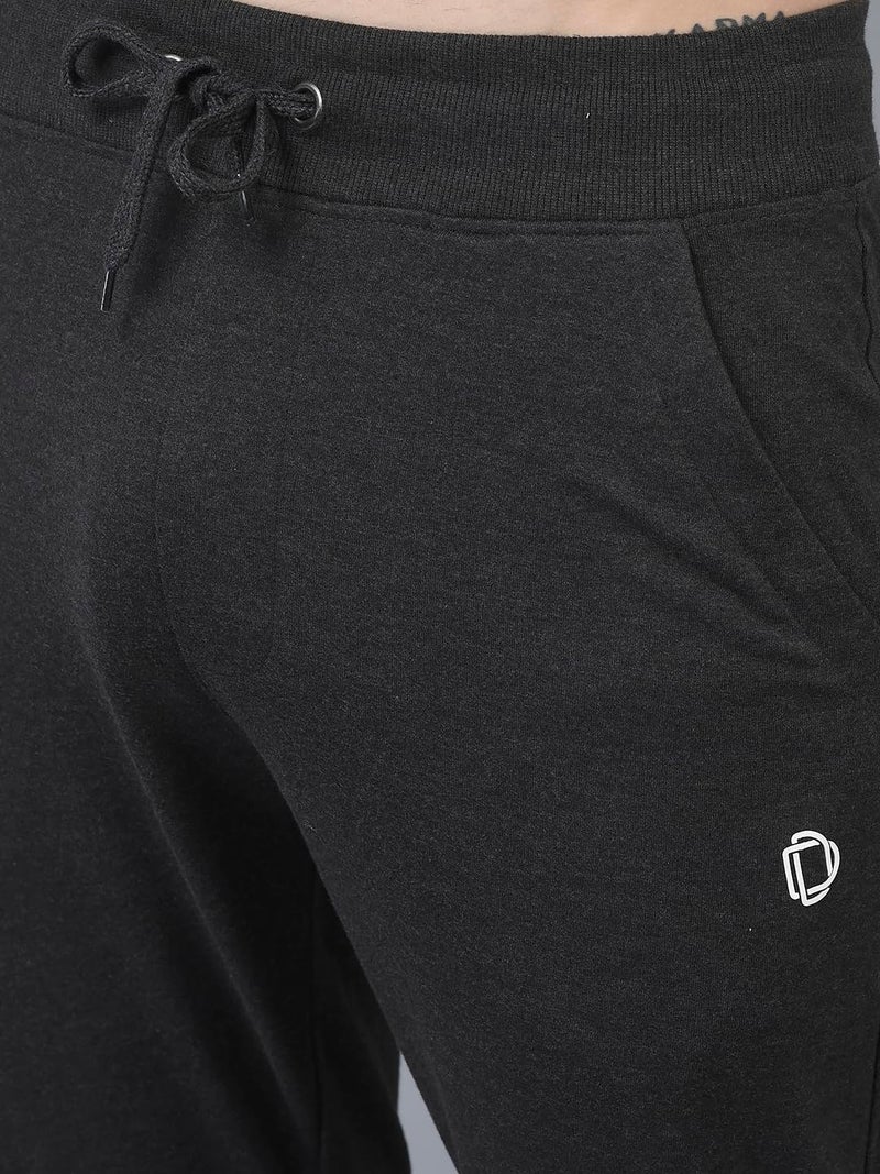 Dollar Mens Solid Cut and Sew Panelled Jogger with Cross Pocket and One Side Zipper Charcoal Melange - Image 4