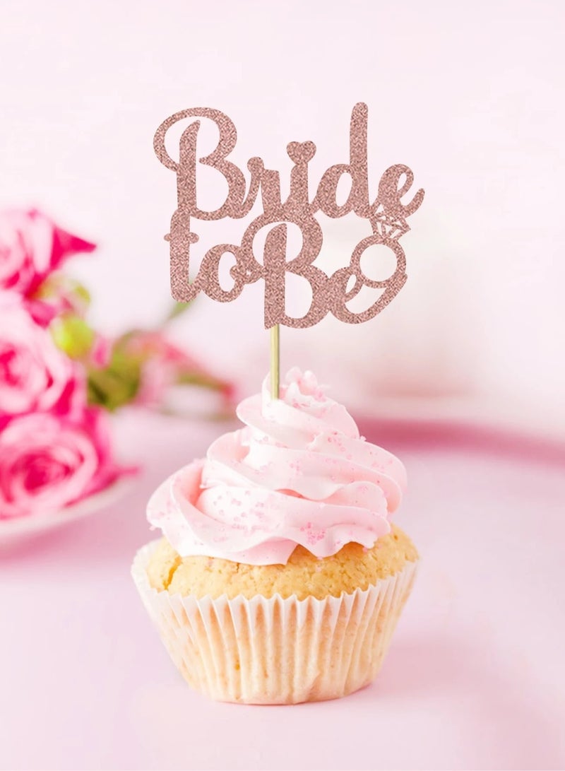 Bachelorette Party Decoration – Cake Toppers A set of 12 pink cake toppers for the bride with multiple designs. Perfect for decorating cakes at bachelorette parties, engagements, and weddings.  - Image 2