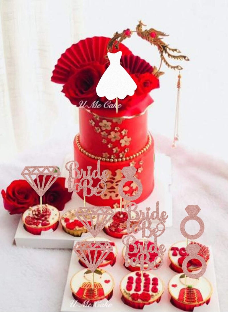 Bachelorette Party Decoration – Cake Toppers A set of 12 pink cake toppers for the bride with multiple designs. Perfect for decorating cakes at bachelorette parties, engagements, and weddings.  - Image 5