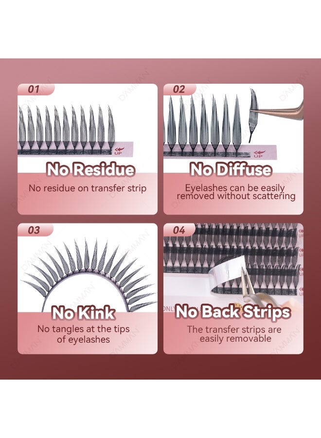 D'AMMA'N 12 Rows Comic Spire Cluster Eyelashes 0.07mm D Curl Soft Manga Style Lash Extensions Natural Volume DIY Lash Tray - Image 4