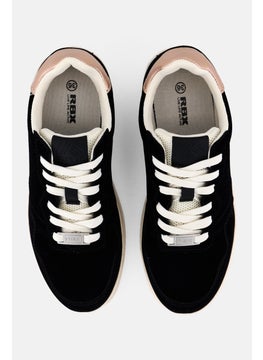 RBX Women Suede Lace Up Outdoor Shoes, Black  - Image 3