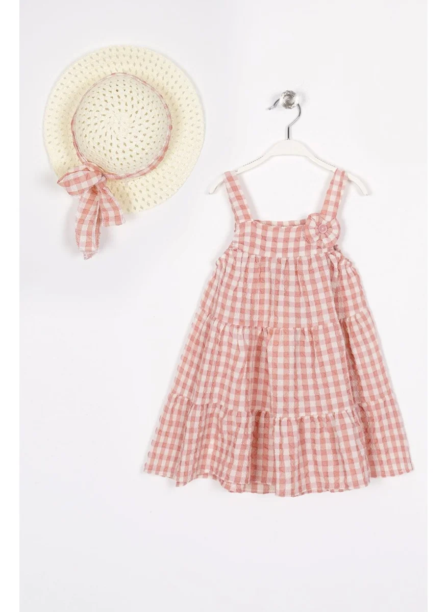 Zepkids Strap Bow Detailed Powder Color Girl Dress