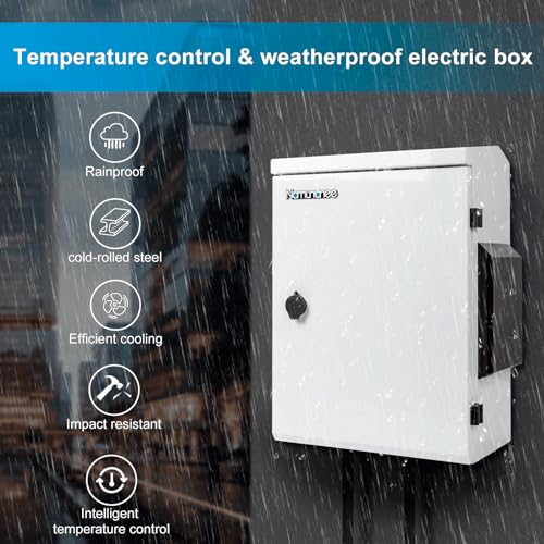 namunanee Outdoor Electrical Box with Thermostat and Fan, Cold-Rolled Steel Plate, Aluminum Alloy Back Beam, One-Piece Ventilation Design, IP65 Waterproof, Wall/Pole Mounted. (19.6" x 15.7" x 7.9") - Image 2
