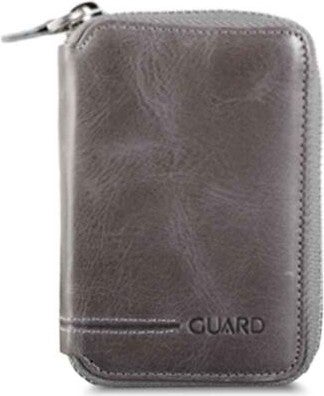 Bead Guard Zippered Antique Gray Leather Mini Wallet  - Image 1
