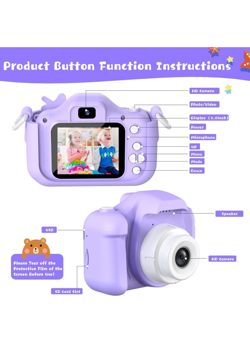 Kids Camera, 1080P HD Camera for with 32 GB Card, 40MP Digital Camera,HD Video Protective Silicone Cover,for Girls Boys Age 6-12