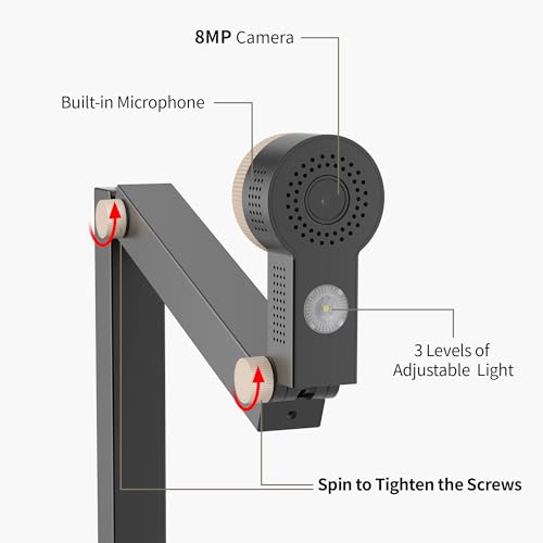 CZUR Fancy Pro 8MP USB Document Camera for Teacher, 4K Webcam with Microphone and LED Light, Up to 60fps, Auto Focus, for Remote Teaching, Live Streaming, Web Conference, for Mac and Windows - Image 2