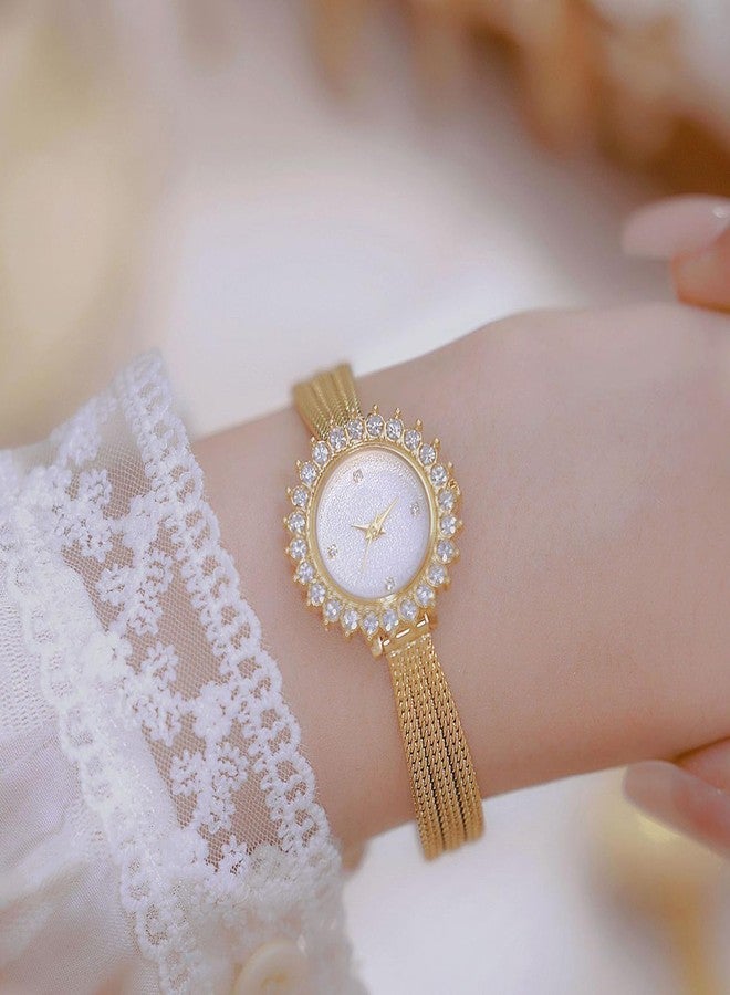 BESTKANG Elegant Women's Minimalist Quartz Watch with Stainless Steel Mesh Strap - Slim Dress Watch for Ladies, Gold White, fashion - Image 4