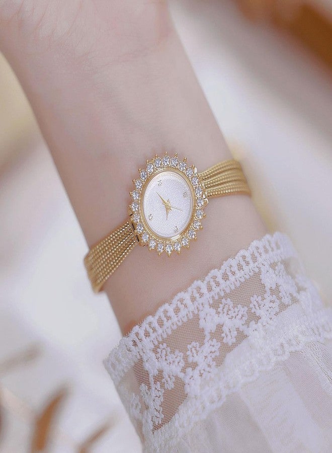 BESTKANG Elegant Women's Minimalist Quartz Watch with Stainless Steel Mesh Strap - Slim Dress Watch for Ladies, Gold White, fashion - Image 3