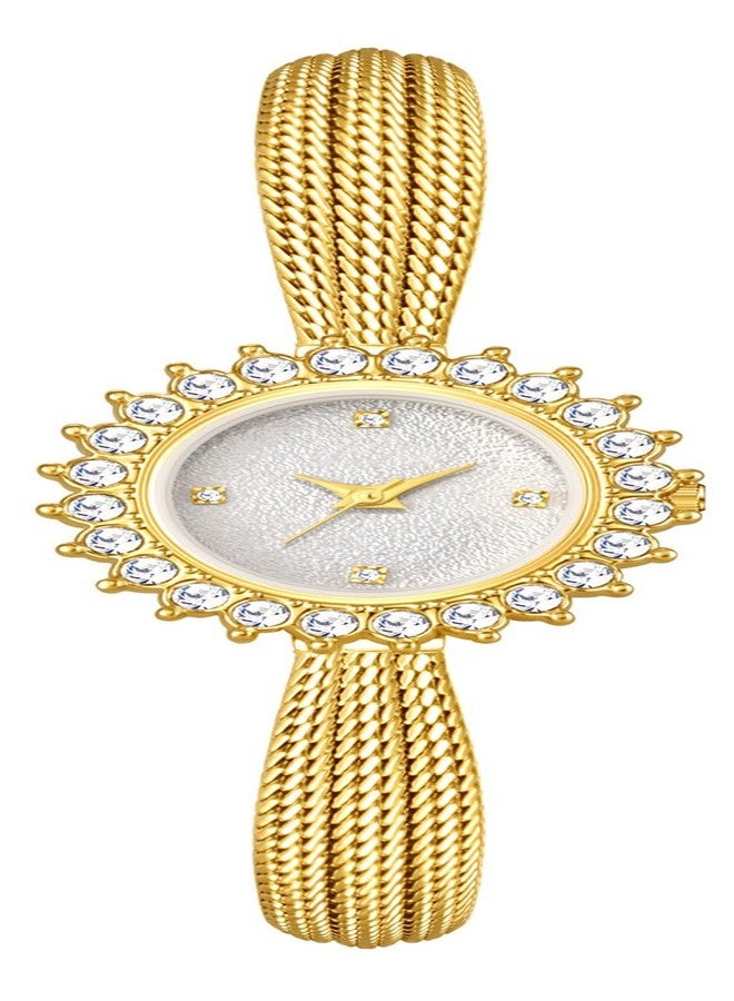 BESTKANG Elegant Women's Minimalist Quartz Watch with Stainless Steel Mesh Strap - Slim Dress Watch for Ladies, Gold White, fashion - Image 1
