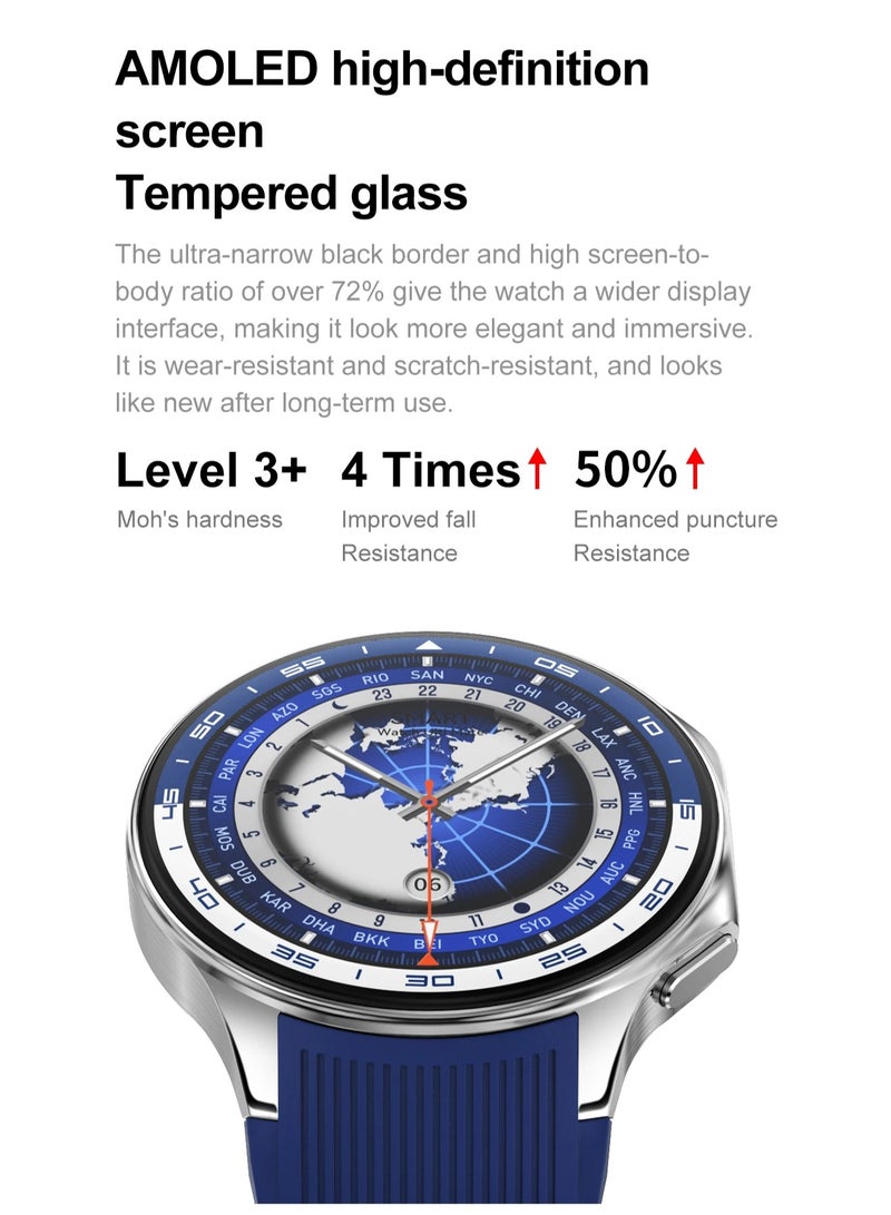 ساعة DT Watch X الذكية، شاشة AMOLED مقاس 1.43 بوصة، BT Call Photo Album تشغيل الموسيقى وتسجيل الفيديو والبوصلة، ساعة DT الذكية (أزرق) - Image 3